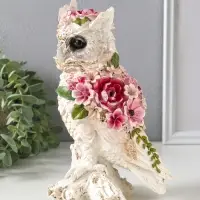 Сувенир полистоун "Белая сова в цветах" 13х10х22 см