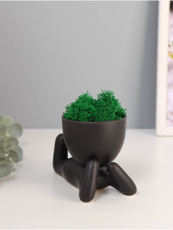 Кашпо керамика  Кашпо керамика "Мистер Грин на лайте" 8,5*7*12 см черный