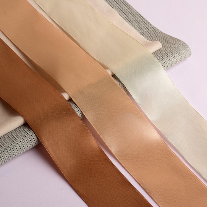 Набор атласных лент, 3 шт, размер 1 ленты: 50 мм × 23 ± 1 м, цвет бежевый спектр Набор атласных лент, 3 шт, размер 1 ленты: 50 мм × 23 ± 1 м, цвет бежевый спектр