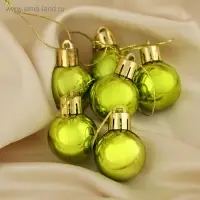 Ёлочные игрушки &laquo;Глянец&raquo;, шары новогодние, d=3 см, набор 6 шт., зелёный