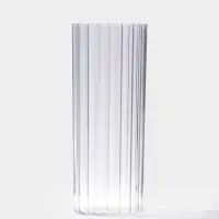 Ваза настольная пластик "Венера" полосы, 24,5х9,5 см, прозрачный