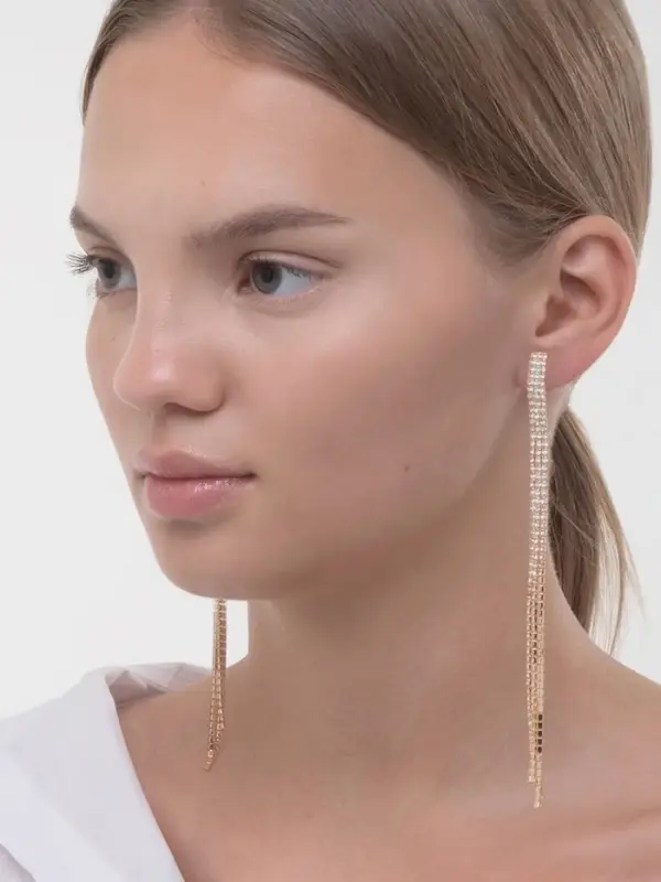 Серьги клипсы для ушей QF &laquo;Лёд&raquo;, тройная сплошная, белые в золоте