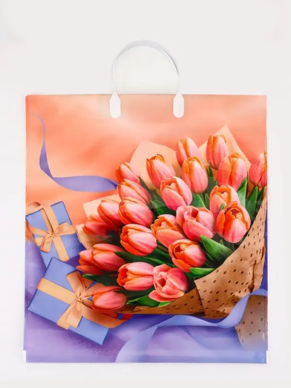 Пакет "Белиссимо", полиэтиленовый с пластиковой ручкой, 40х44, 100 мкм