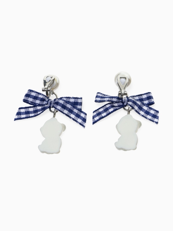 Серьги-клипсы детские  Серьги-клипсы детские "Выбражулька" панда с бантом клетка и жемчужиной, цветные