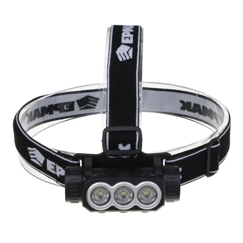 Фонарь налобный тм ЕРМАК, 3 LED, 1200мАч, 3 режима, 8,3х3,8х5,4см, USB кабель, пластик