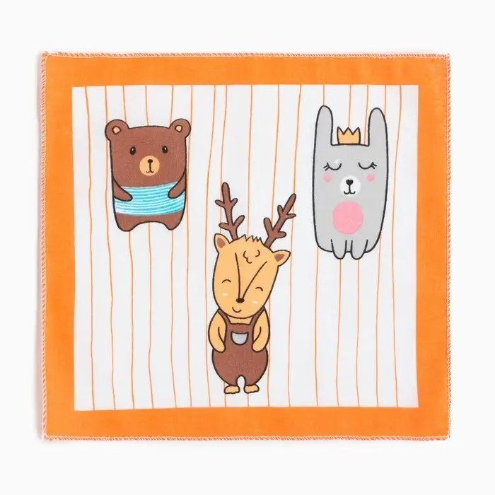 Платки носовые детские &laquo;Крошка Я. Зверята&raquo;, 21&times;21 см, набор 12 шт., хлопок 100%, МИКС