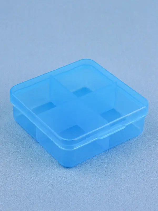 Таблетница, 7&times;6.7&times;2.4 см, 4 секции, цвет синий