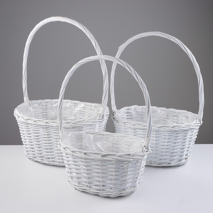 Набор корзин, 3 шт, 40×31×19/52 см, 33×25×17/47 см, 29×22×15/42 см, ива Набор корзин, 3 шт, 40×31×19/52 см, 33×25×17/47 см, 29×22×15/42 см, ива