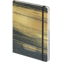 Бизнес-блокнот Gold Collection А5 96л,клетка,картон,сшивка,резинка,черный
