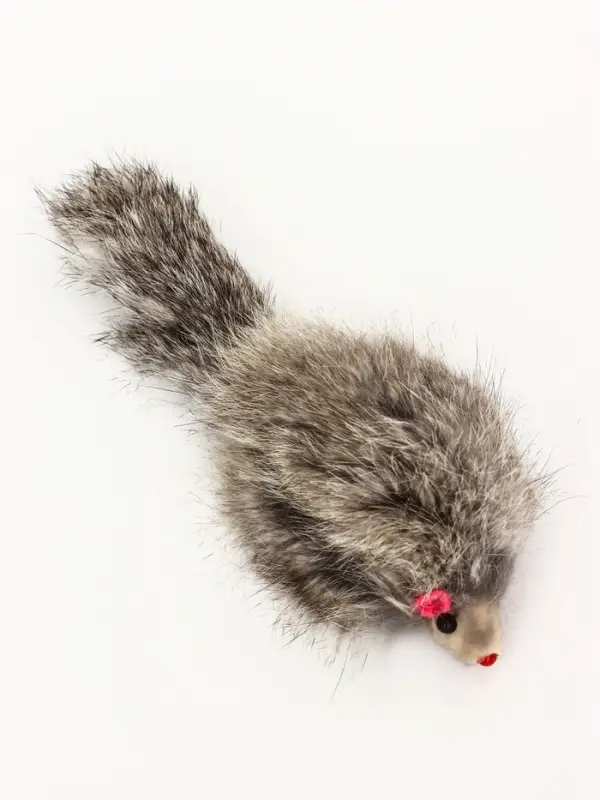 Мышь, 7.5 см, натуральный мех, фасовка 30 шт., цвет МИКС белый, серый