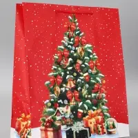 Пакет подарочный новогодний ламинированный, &laquo;Подарки в новогоднюю ночь&raquo; 26&times;12&times;32 см