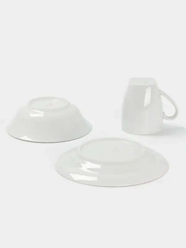 Набор детской посуды Дулевский фарфор &laquo;Ёжик&raquo;, 3 предмета: тарелка 175 мл, миска 360 мл, кружка 210 мл, белый