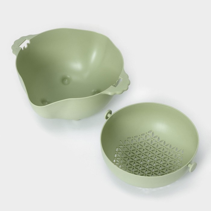 Дуршлаг кухонный с поддоном, 25×11,5 см, цвет МИКС Дуршлаг кухонный с поддоном, 25×11,5 см, цвет МИКС