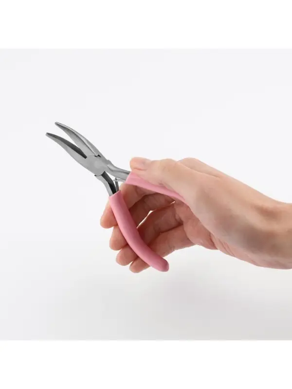 Тонкогубцы изогнутые, для рукоделия, 13&times;6.5 см, цвет серебряный/розовый