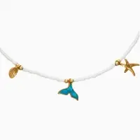 Чокер "Морской мир" русалочка с жемчугом, цвет бело-голубой в золоте