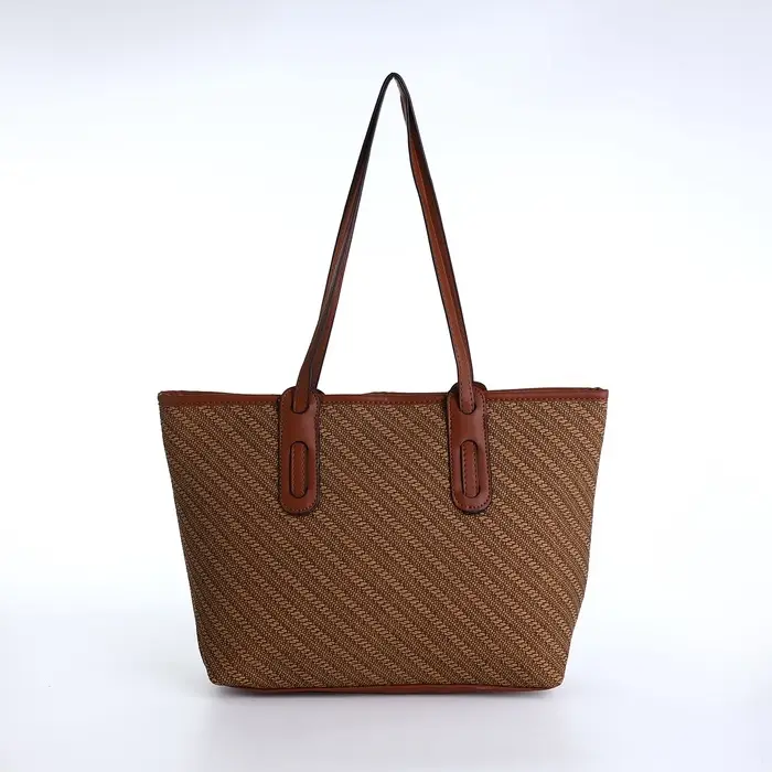 Сумка женская тоут на молнии, 30&times;11&times;25 см, коричневая