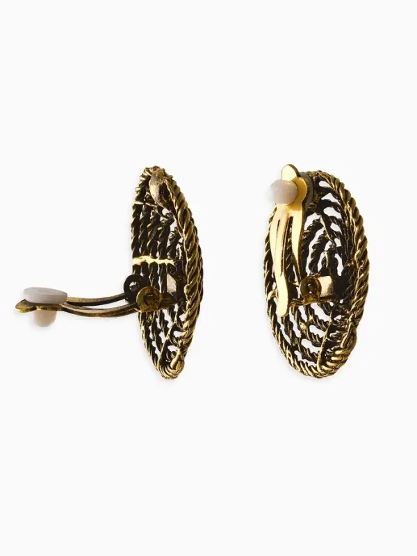 Серьги клипсы для ушей QF &laquo;Гипноз&raquo;, цвет чернёное золото