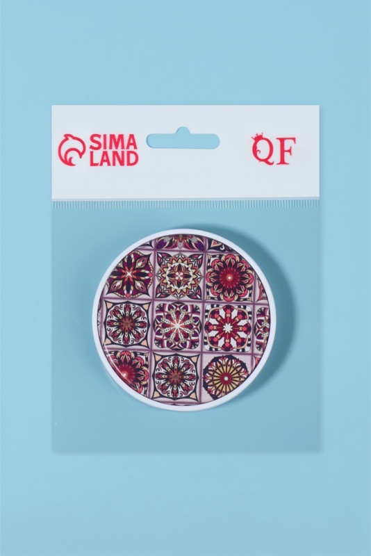 Зеркало складное «Витраж», d = 7,3 см, цвет оранжевый