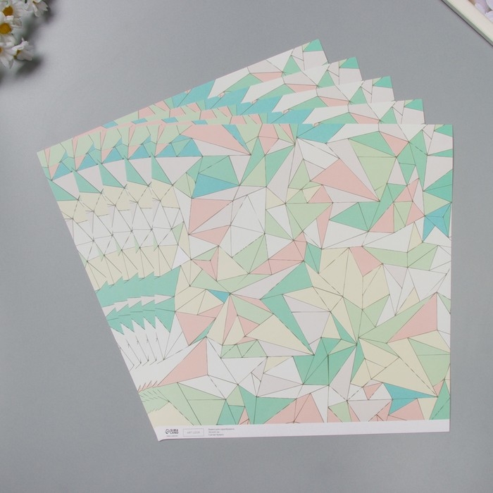 Бумага для скрапбукинга Бумага для скрапбукинга "Ломанные линнии" плотность 180 гр набор 5 шт 30,5х32 см