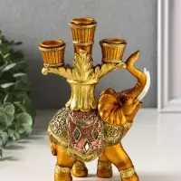 Фигурка полистоун подсвечник &laquo;Африканский слон в золотой, ажурной попоне&raquo;, 19&times;12.5&times;5 см