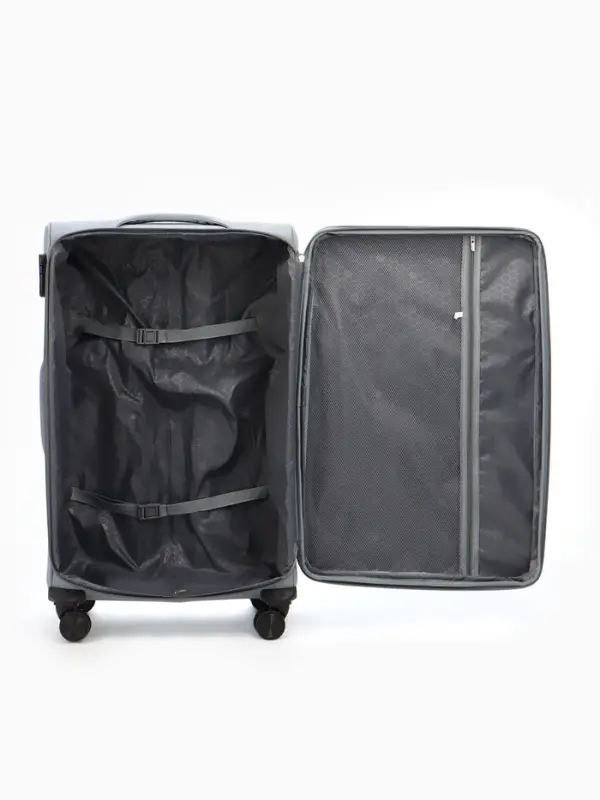 Чемодан на колёсах TEXTURA, кодовый замок, текстильный, с увеличением, 47&times;30&times;78 см, 28", серый