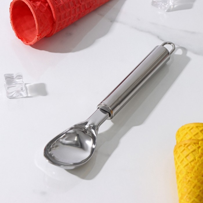 Ложка для мороженого Доляна «Металлик», 21 см, цвет серебристый Ложка для мороженого Доляна «Металлик», 21 см, цвет серебристый