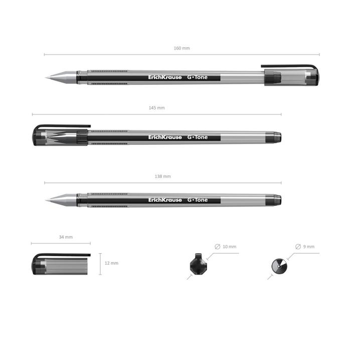 Ручка гелевая ErichKrause G-Tone, узел 0.5 мм, чернила чёрные, длина линии письма 500 метров Ручка гелевая ErichKrause G-Tone, узел 0.5 мм, чернила чёрные, длина линии письма 500 метров