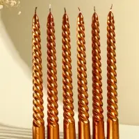 Набор свечей витых, 1.9&times;20 см, 6 шт., кофейно-золотой металлик