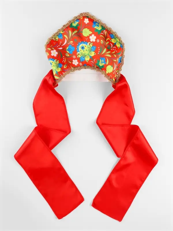 Карнавальный кокошник  Карнавальный кокошник "Народные узоры" цвет красный