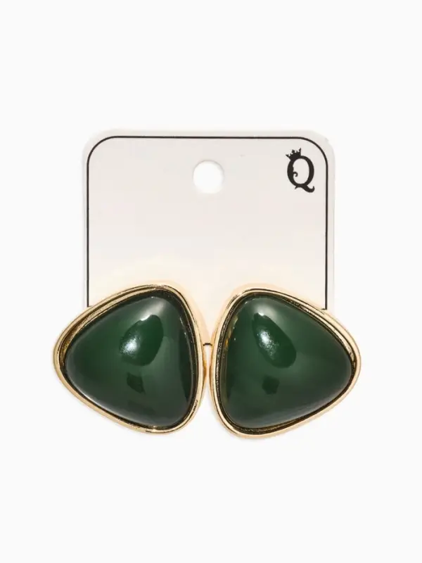 Серьги акрил "Стиль", треуголник, цвет изумрудный прозрачный в золоте