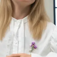 Брошь "Тюльпан" цветок, фиолетово-зелёная в золоте