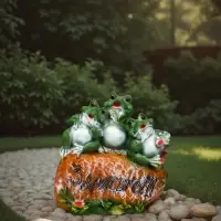 Садовая фигура из полистоуна &laquo;Лягушка на камне&raquo;, 30&times;10&times;35 см