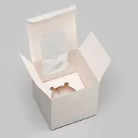 Коробка для капкейка, без ручек, белая, 9×9×9 см