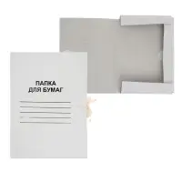 Папка д/бумаг А4, на завязках, Calligrata, 250 г/м&sup2;, до 200 л, белая, картон немелованный