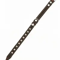 Ошейник кожаный усиленный капроном с полукольцом, 55&times;2.5 см, ОШ 27-53 см, чёрный