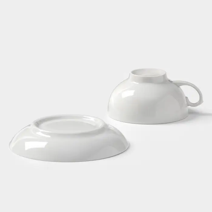 Чайная пара Дулевский фарфор &laquo;Рубин&raquo;, 220 мл, чашка d=10.2 см, блюдце d=14 см, белая