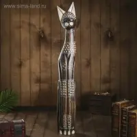 Сувенир дерево "Кошка с пятнышками и цветочками" 7,5х15х100 см