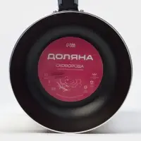 Сковорода Доляна Promo, d=16 см, пластиковая ручка, антипригарное покрытие, алюминий, бордовая