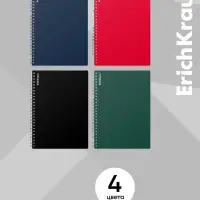 Тетрадь на спирали ErichKrause. Classic А4, 60 листов, в клетку, пластиковая обложка, блок офсет, МИКС