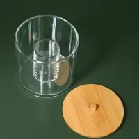 Органайзер для ватных палочек &laquo;BAMBOO&raquo;, с крышкой, d=9.5&times;9.7 см, прозрачный, коричневый