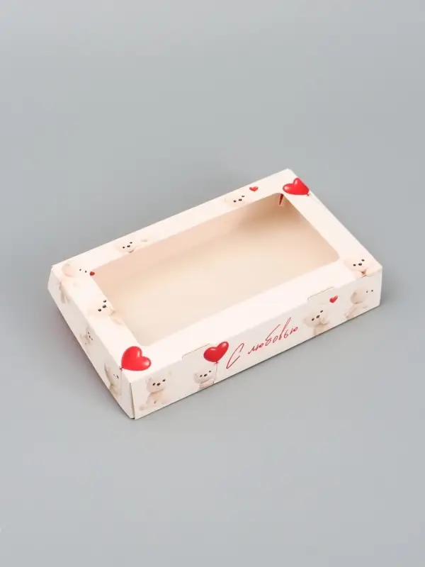 Коробка подарочная складная &laquo;С любовью&raquo;, 20&times;12&times;4 см, с окном