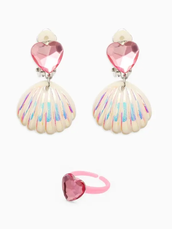 Набор детский «Выбражулька» русалочка, 4 пред :клипсы, кольцо, браслет, бусы, бело-розовый 1087536 Набор детский «Выбражулька» русалочка, 4 пред :клипсы, кольцо, браслет, бусы, бело-розовый 1087536