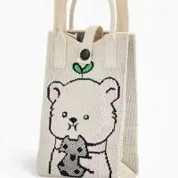 Сумка подр Мишка, 12*4*17, отд на кнопке, дл ремень, белый Сумка подр Мишка, 12*4*17, отд на кнопке, дл ремень, белый