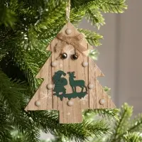 Ёлочная игрушка &laquo;Ёлочка с Дедом Морозом и оленем&raquo;, 16&times;14&times;3, от батареек АААx2, свечение тёплое белое