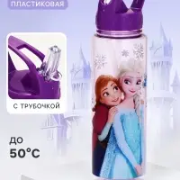 Бутылка для воды-непроливайка пластиковая с трубочкой &laquo;Эльза и Анна&raquo;, 750 мл, Холодное сердце