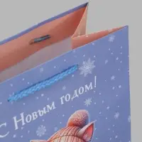 Пакет подарочный &laquo;С Новым годом! Котик на санках&raquo; 18&times;10&times;22.3 см