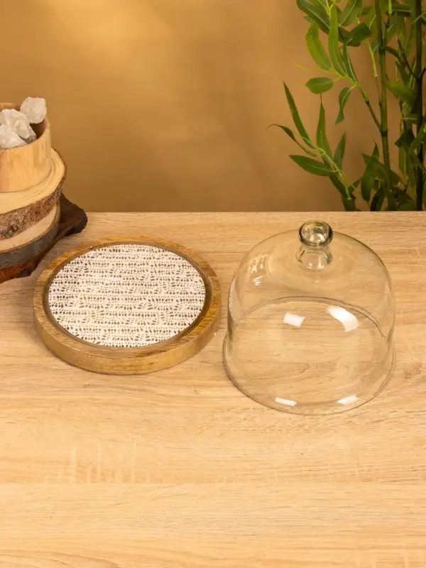Блюдо сервировочное с крышкой, 20×20×19.5 см, дерево, стекло Блюдо сервировочное с крышкой, 20×20×19.5 см, дерево, стекло