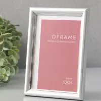 Фоторамка для фото 10х15 см "Oframe", пластик, серебряный, (пластиковый экран)