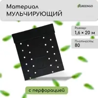 Материал мульчирующий, с перфорацией (4 ряда), 20&times;1.6 м, плотность 80 г/м&sup2;, спанбонд с УФ-стабилизатором, чёрный, Greengo, Эконом 30%