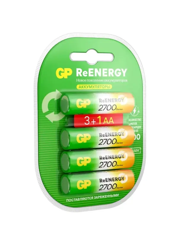 Аккумулятор GP, Ni-Mh, AA, HR 6-4BL, 1.2 В, 2700 мАч, блистер, 4 шт.